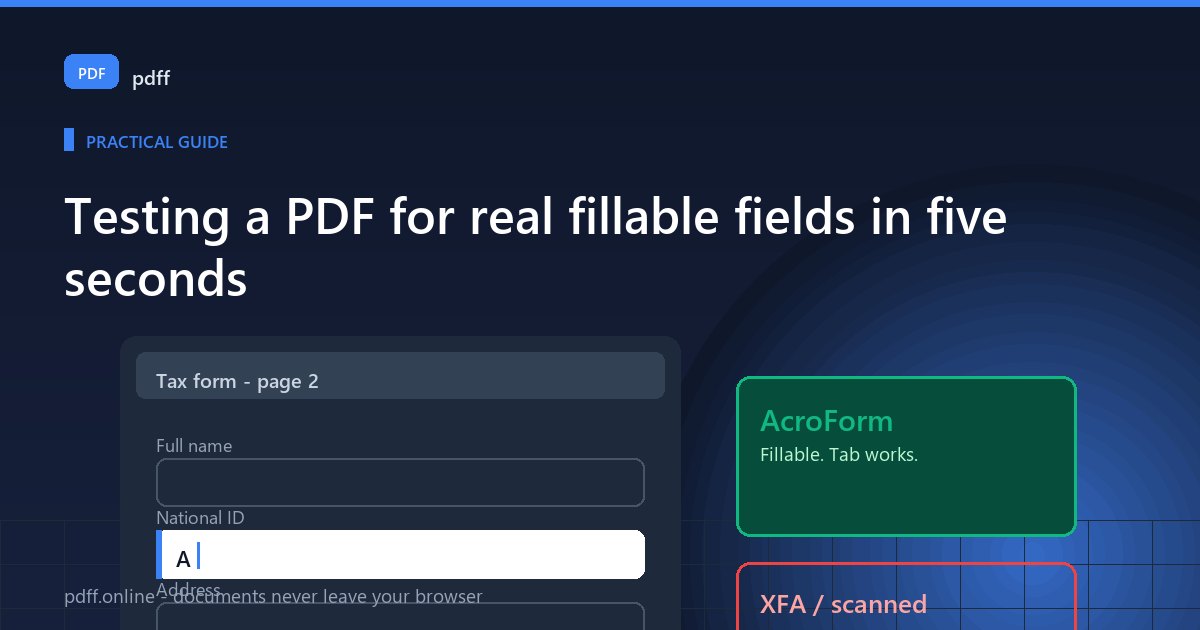 PDF form field highlighted, contrasted with AcroForm and XFA